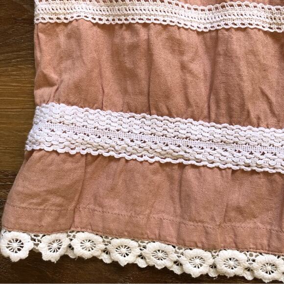 Yo Baby Girls Pillow Case Linen Blush Lace Dress Size 11 - Picture 3 of 8
